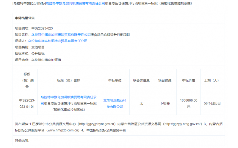 明遠基業(yè)成功簽約烏加河糧油貿易有限責任公司糧食綠色倉儲提升行動項目
